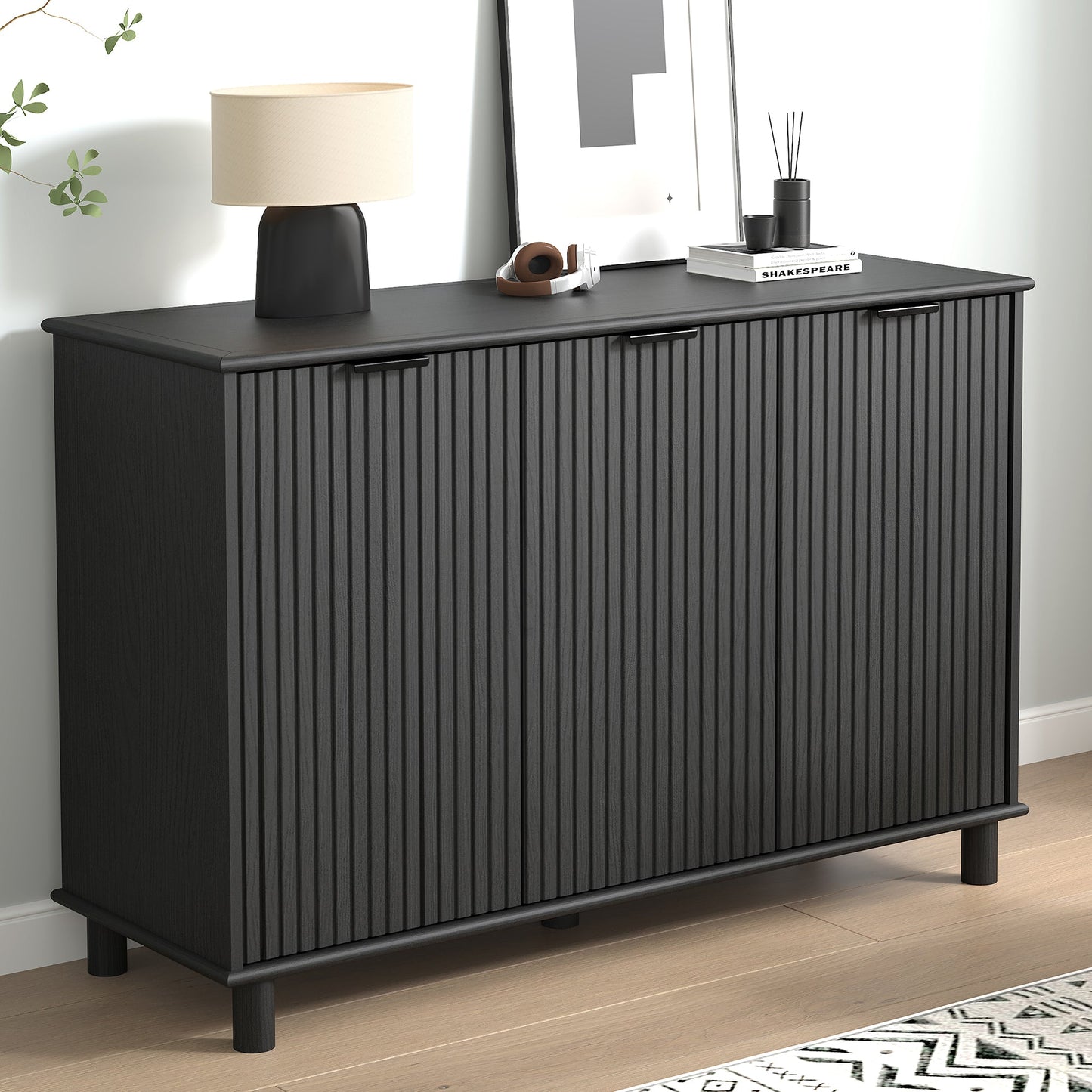 Sorrento 3 Door Sideboard Cupboard - Black
