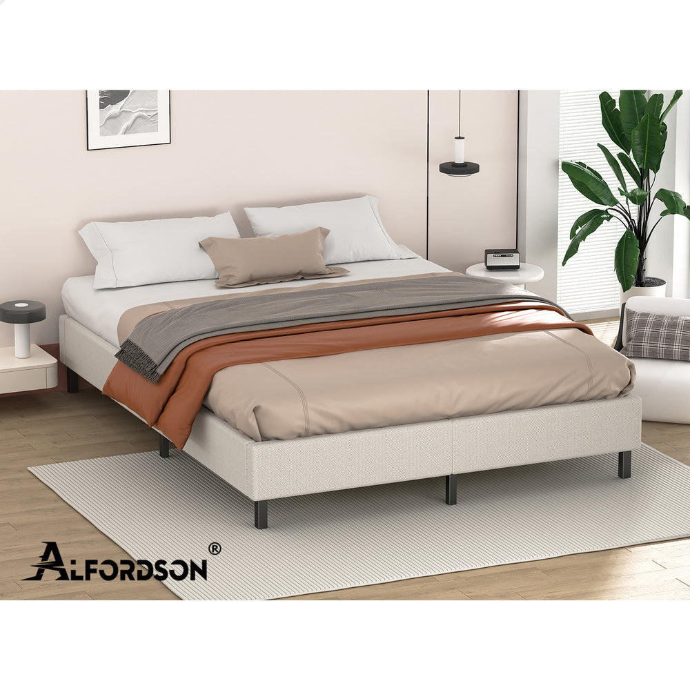 Maryam Upholstered Bed Base Beige