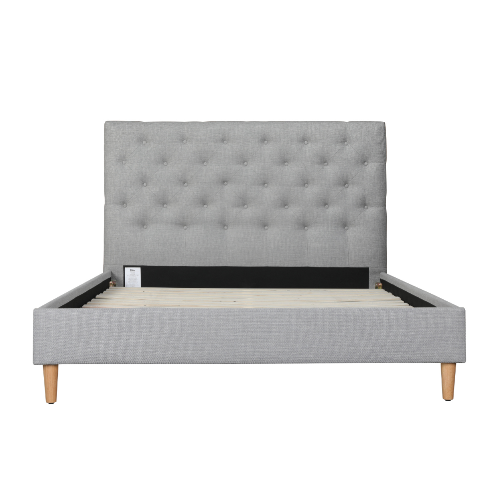 Ruby Upholstered Bed Frame With USB Grey Queen