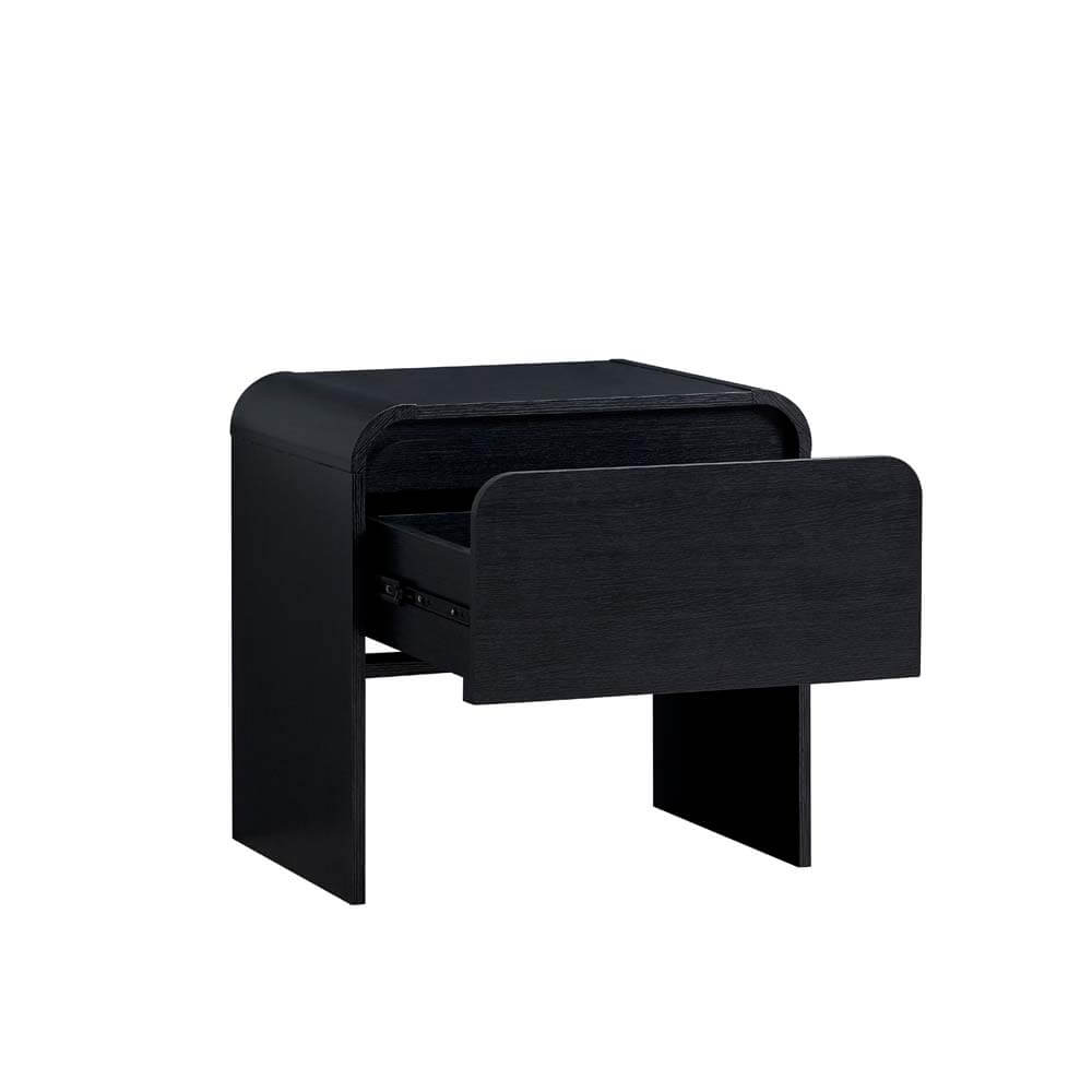 Natalya Bedside Unit Nightstand Side Table 1 Drawer Black