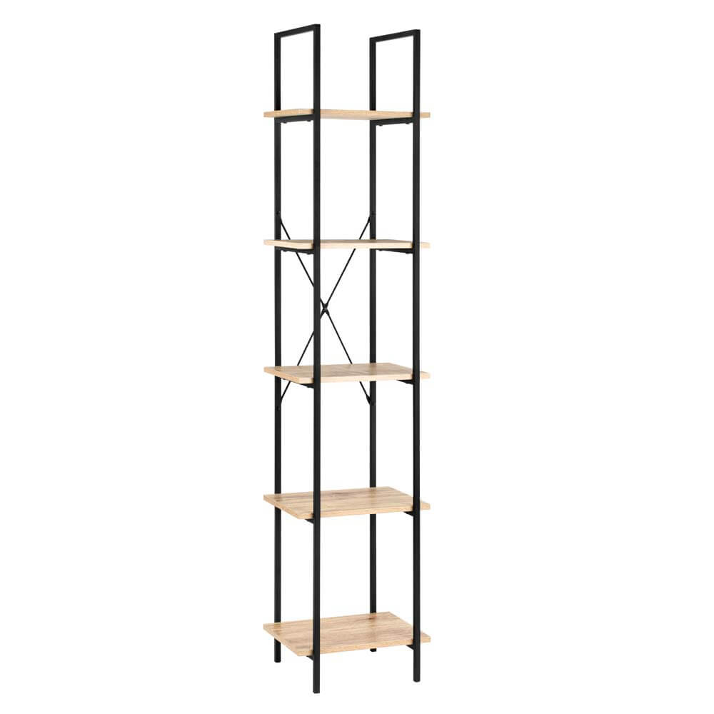 Hadley Bookshelf Display Cabinet 40Cmw 5 Tier Industrial Bookcase Storage Display Shelf
