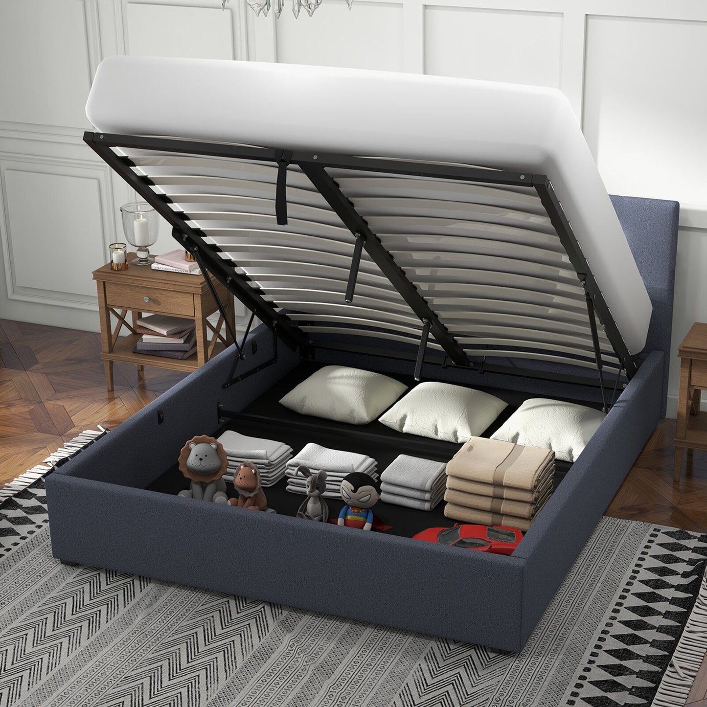 Milano Luxury Gas Lift Bed with Headboard (Model 1) No.35 King Charcoal