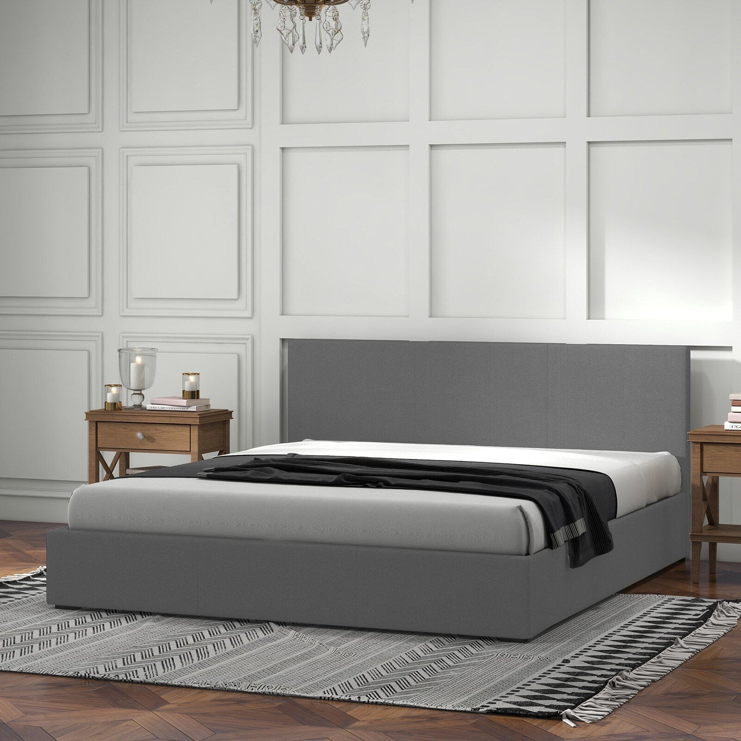 Milano Luxury Gas Lift Bed with Headboard (Model 1) No.28 King Single Grey
