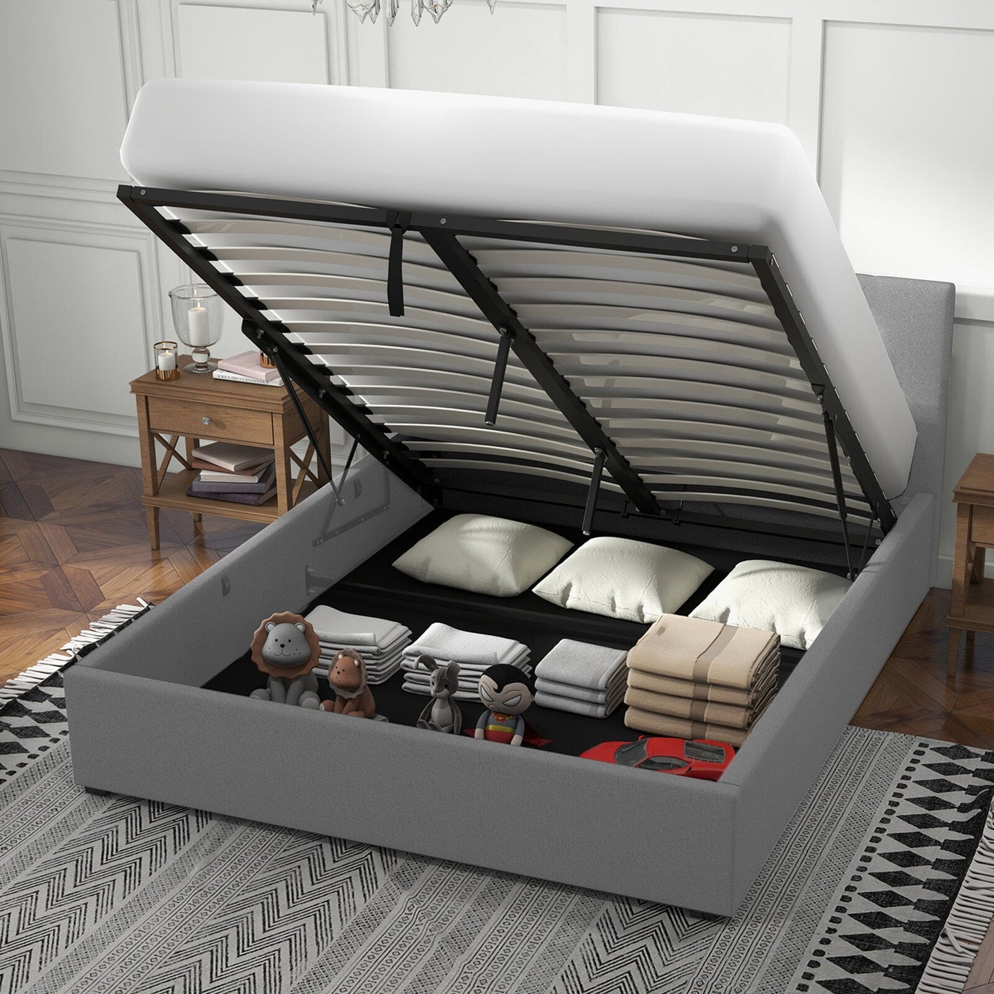 Milano Luxury Gas Lift Bed with Headboard (Model 1) No.28 King Grey
