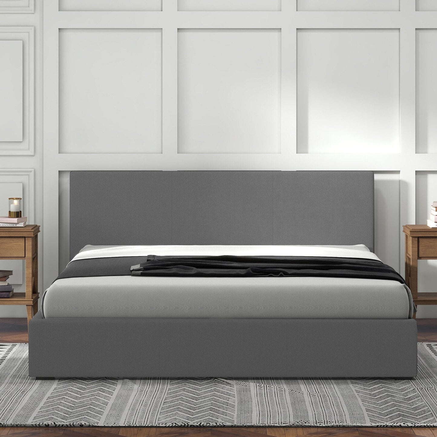 Milano Luxury Gas Lift Bed with Headboard (Model 1) No.28 Single Grey