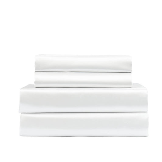 Royal Comfort 4 Piece Satin Sheet Set Queen White