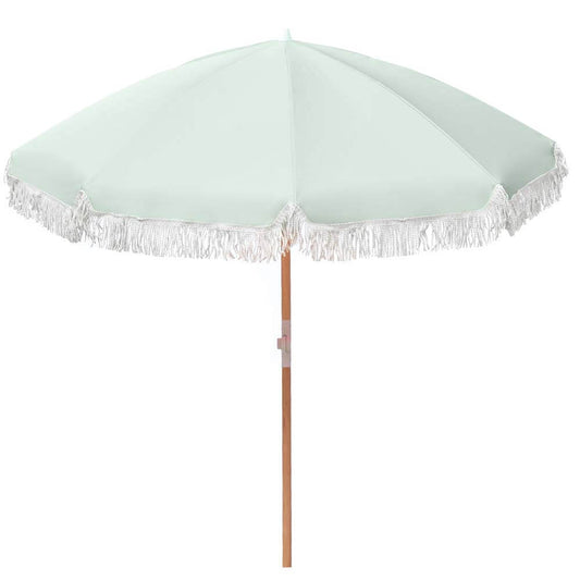 Havana Outdoors Fringed Beach Umbrella - Sage Green