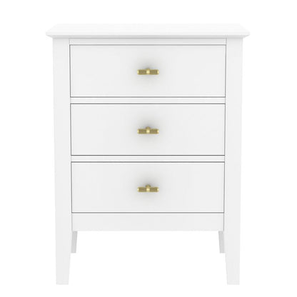 Harper 3 drawer side table - White