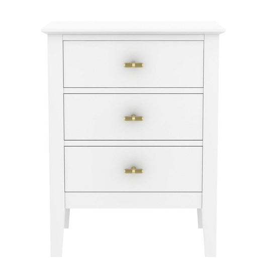 Harper 3 drawer side table - White