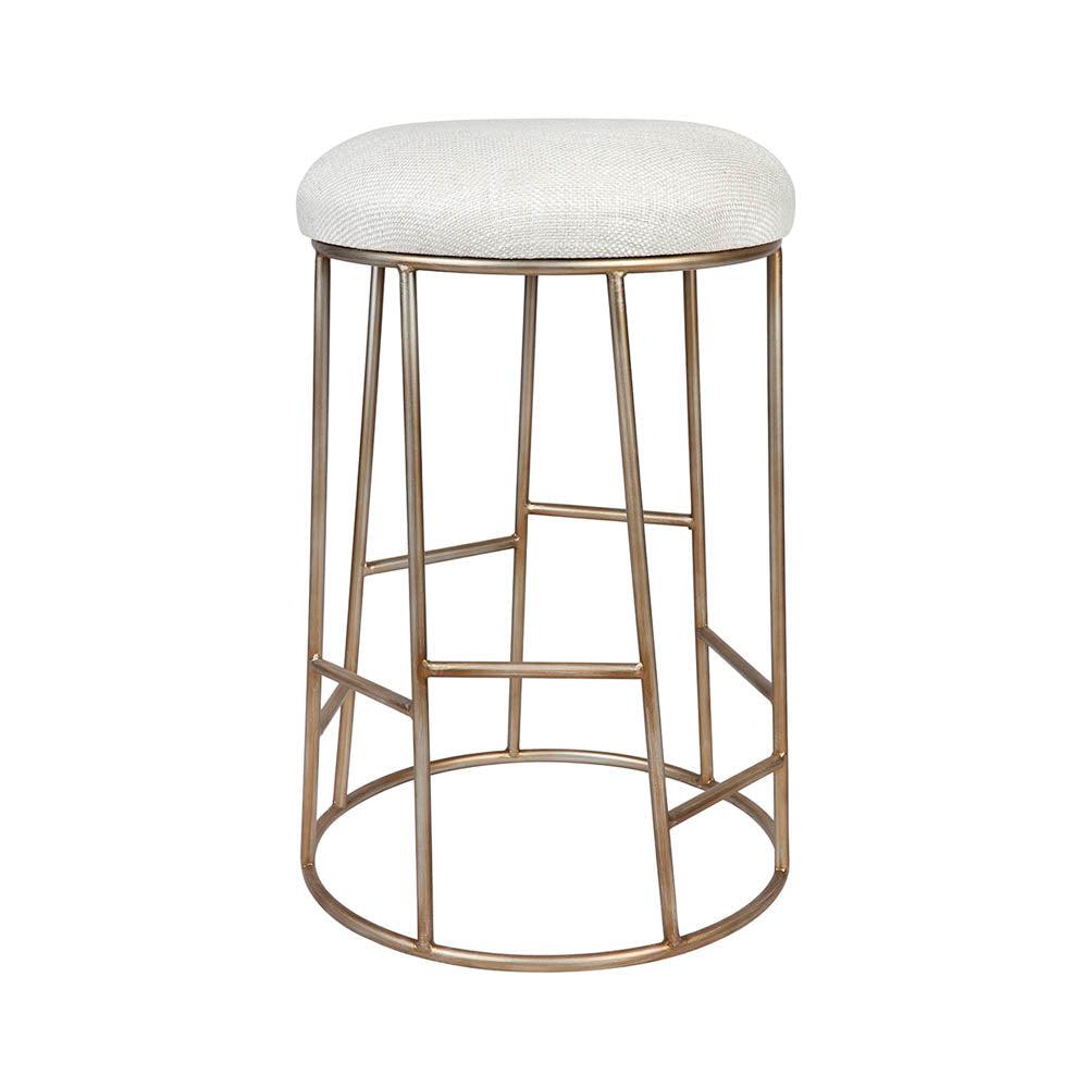 Aiden Gold Steel Kitchen Stool Natural Linen