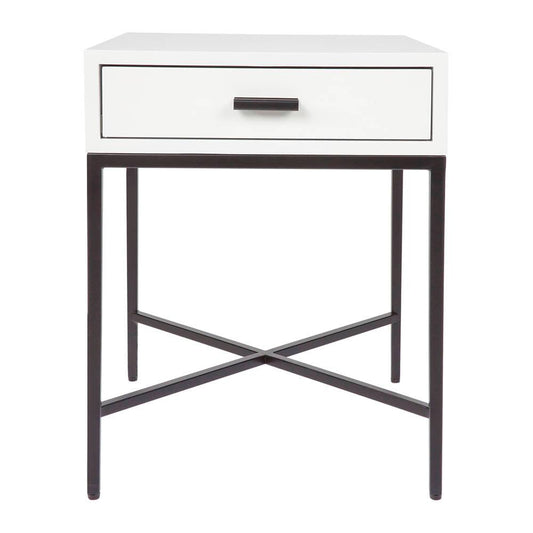 Nessa White Bedside Table Black