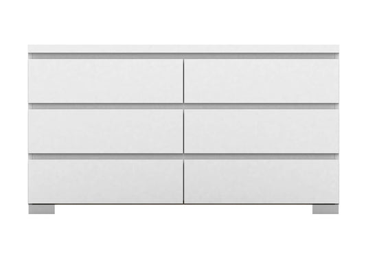 Elara High Gloss 6 Drawer Chest - White