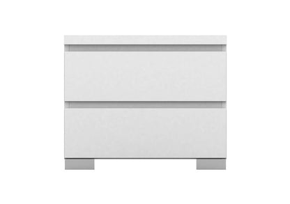 Elara 2 Drawer High Gloss Bedside Table - White