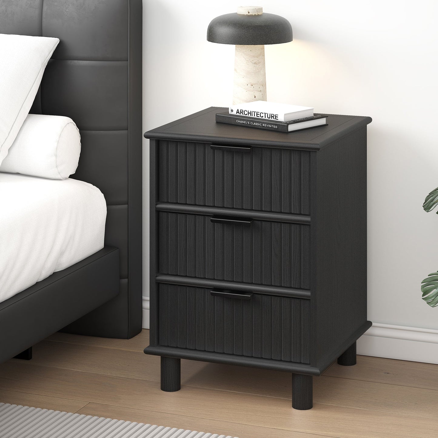 Sorrento 3 Drawer Side Table - Black