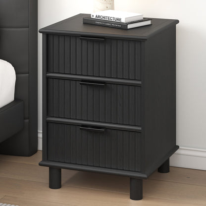 Sorrento 3 Drawer Side Table - Black
