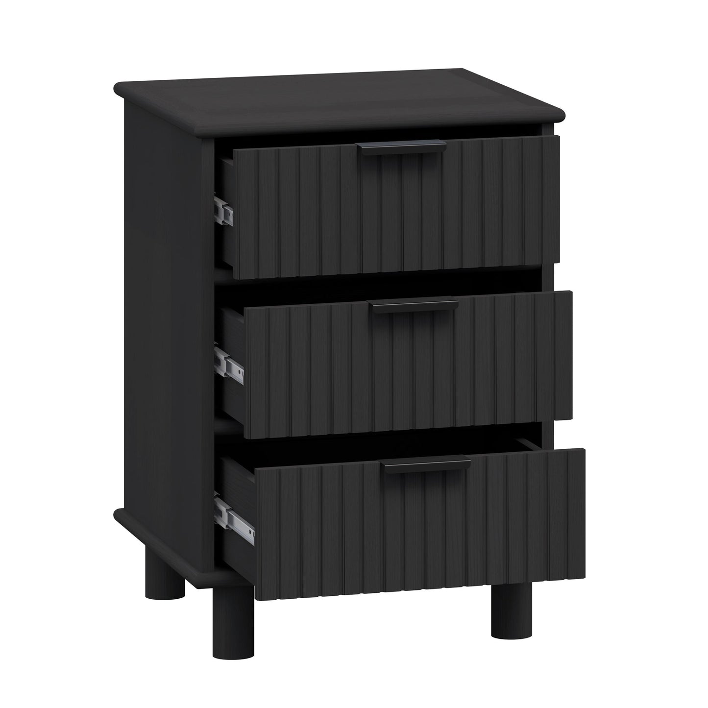 Sorrento 3 Drawer Side Table - Black