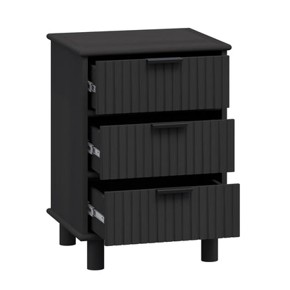 Sorrento 3 Drawer Side Table - Black