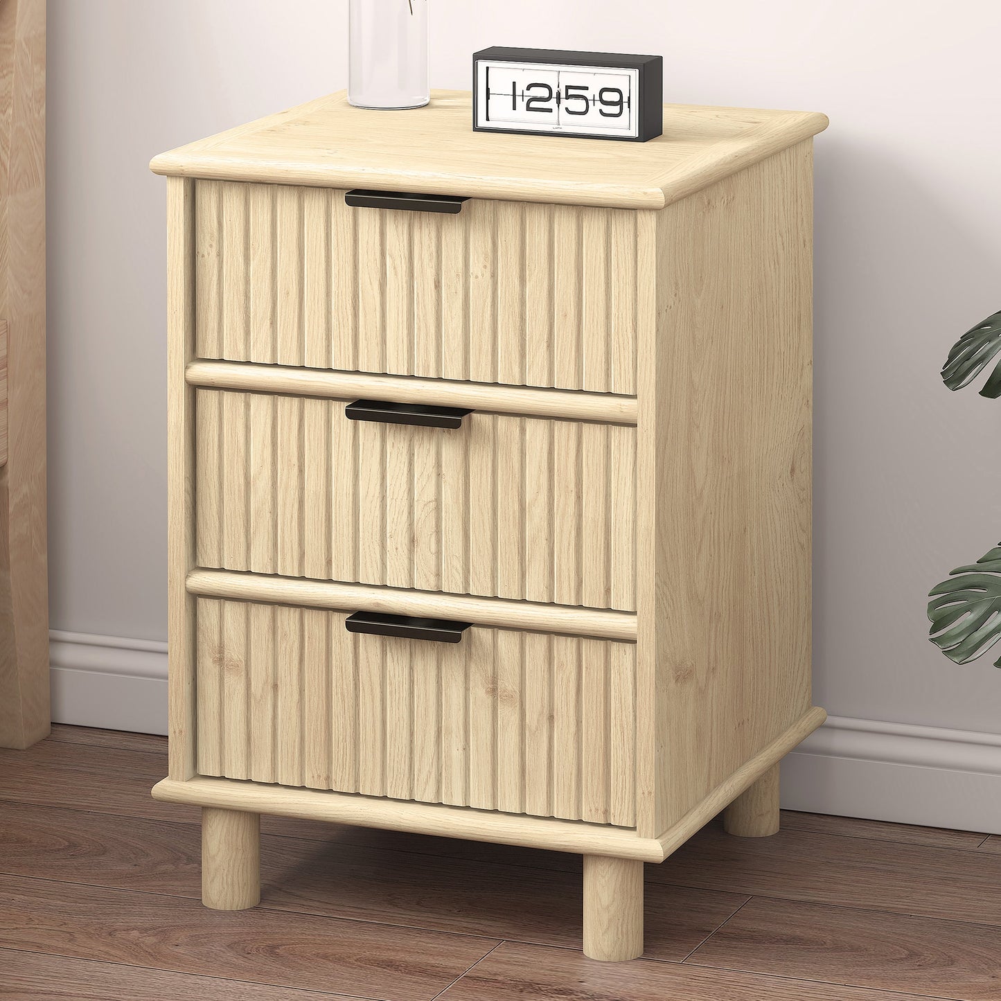 Sorrento 3 Drawer Side Table - Oak