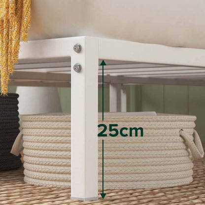 Figari Metal And Bamboo White Bed Frame Queen