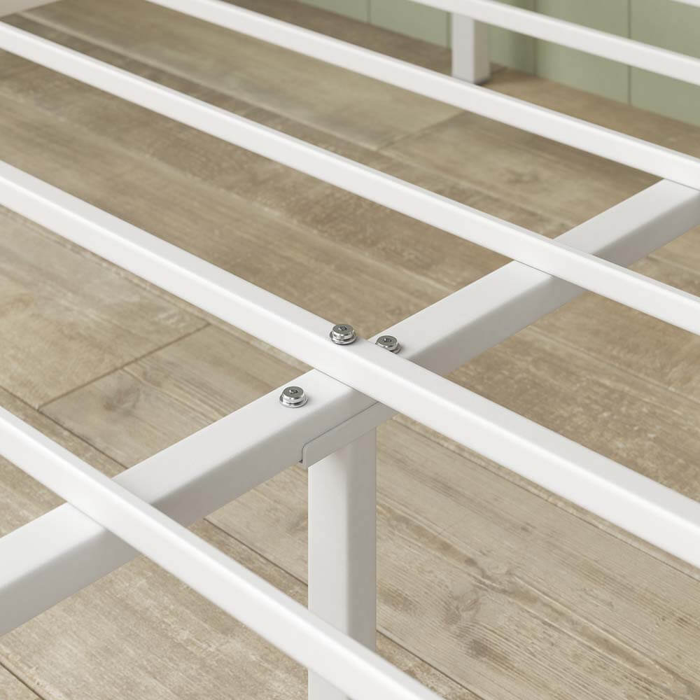 Figari Metal And Bamboo White Bed Frame Single