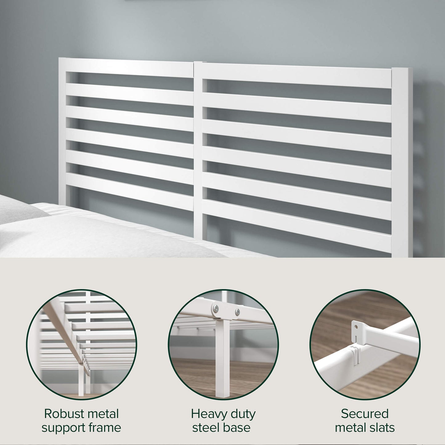 Kai Bamboo and Metal Bed Frame White Bed Base Single