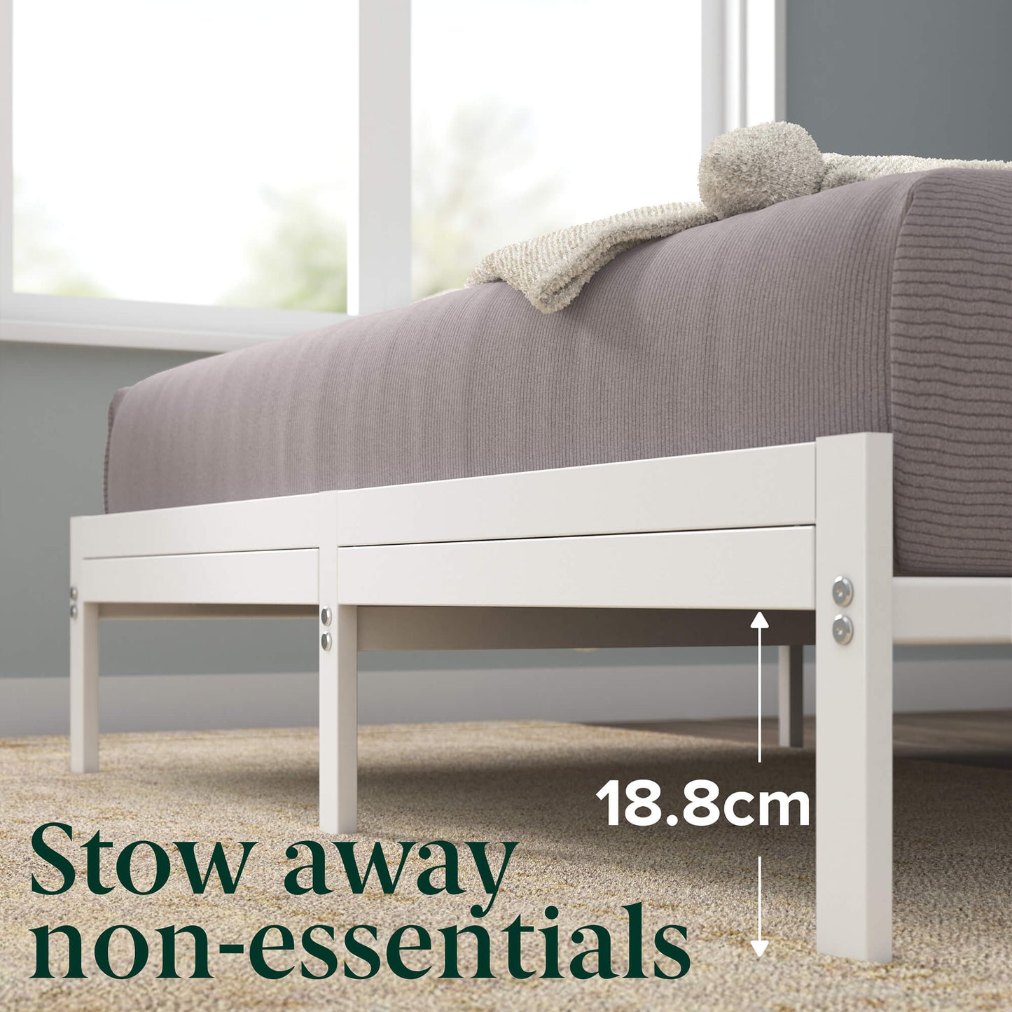 Kai Bamboo and Metal Bed Frame White Bed Base Single
