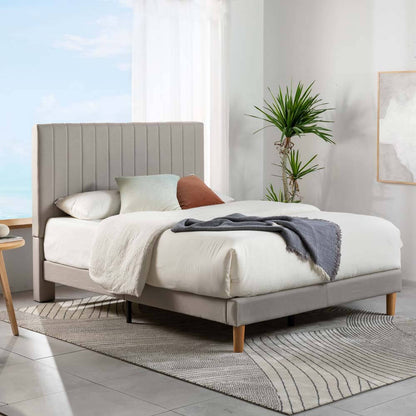 Sienna Upholstered Bed Frame Light Grey Queen
