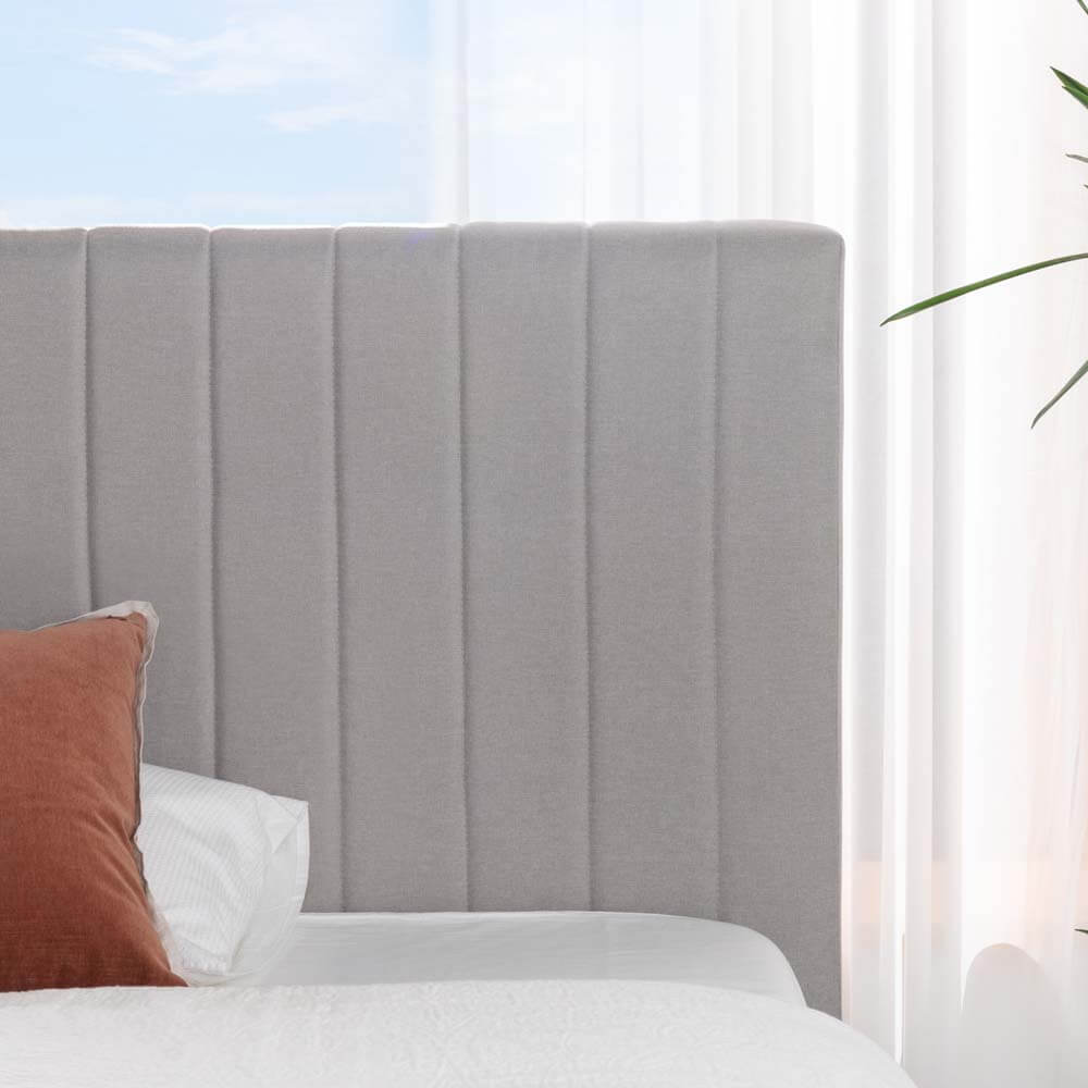 Sienna Upholstered Bed Frame Light Grey Queen
