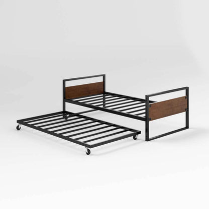 Suzanne Ironline Bamboo Wood and Metal Daybed and Trundle Black