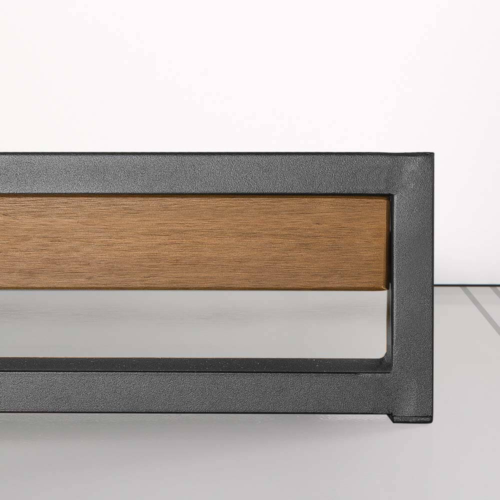Suzanne Ironline Bamboo Wood and Metal Low Bed Base Black Single