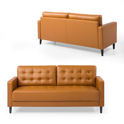 Benton MidCentury 3 Seater Sofa Cognac Brown