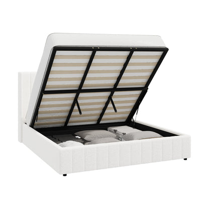 Gabrielle Boucle Gas Lift Storage Bed - King