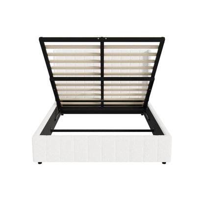 Gabrielle Boucle Gas Lift Storage Bed - Queen