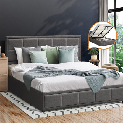 Reese Upholstered Gas Lift Bed - Queen