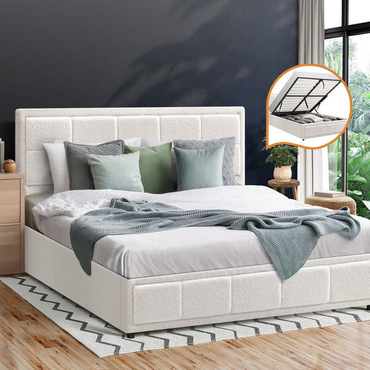 Reese Boucle Gas Lift Storage Bed - Queen