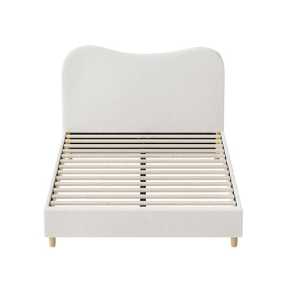 Lila Boucle Cloud Headboard Bed - Double