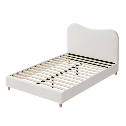 Lila Boucle Cloud Headboard Bed - Double