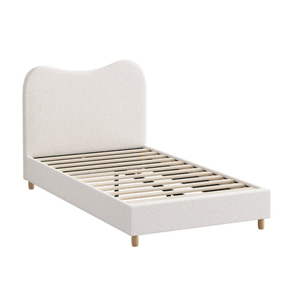 Lila Boucle Cloud Headboard Bed - King Single
