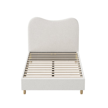 Lila Boucle Cloud Headboard Bed - King Single