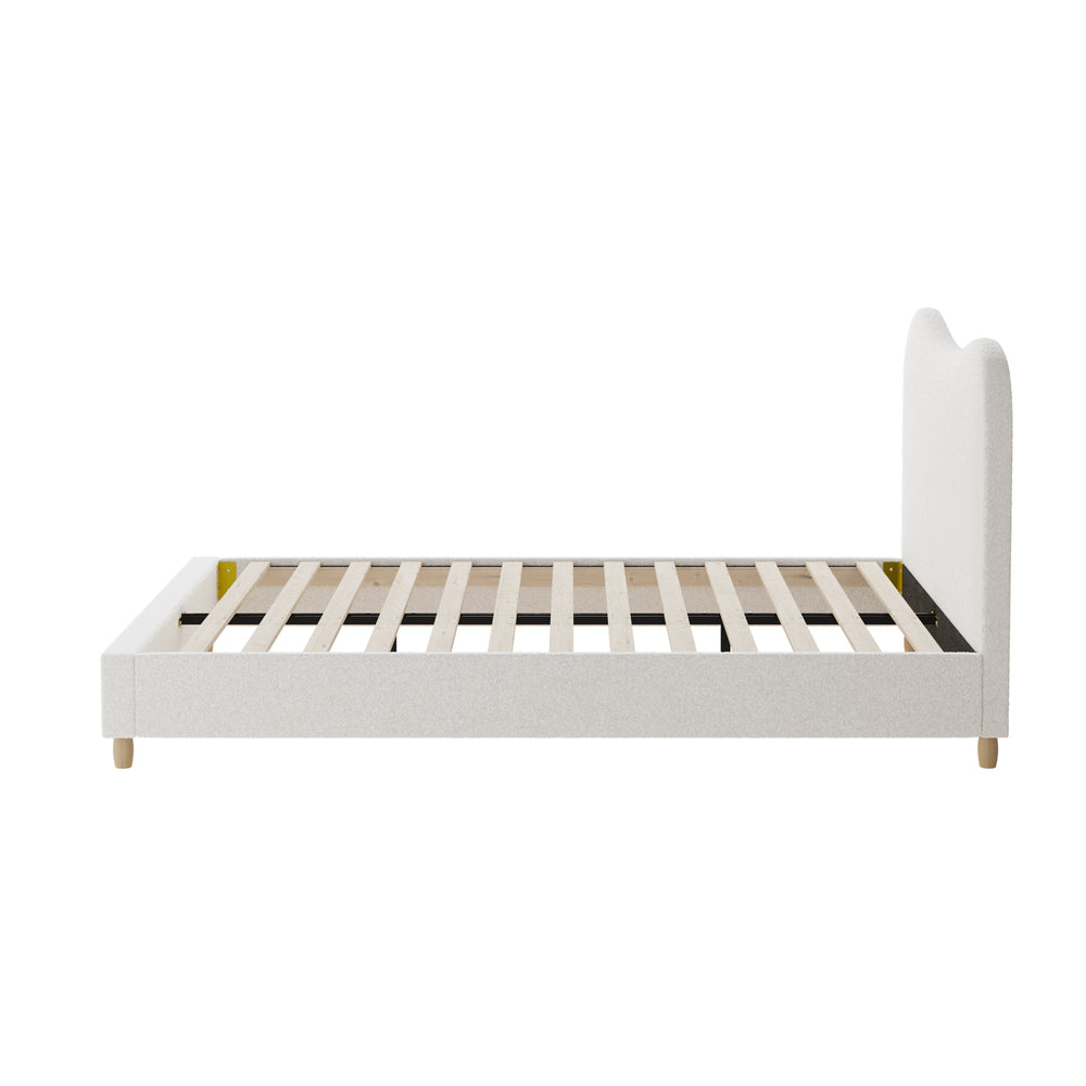 Lila Boucle Cloud Headboard Bed - King Single