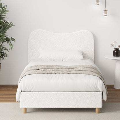 Lila Boucle Cloud Headboard Bed - King Single