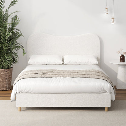Lila Boucle Cloud Headboard Bed - Queen
