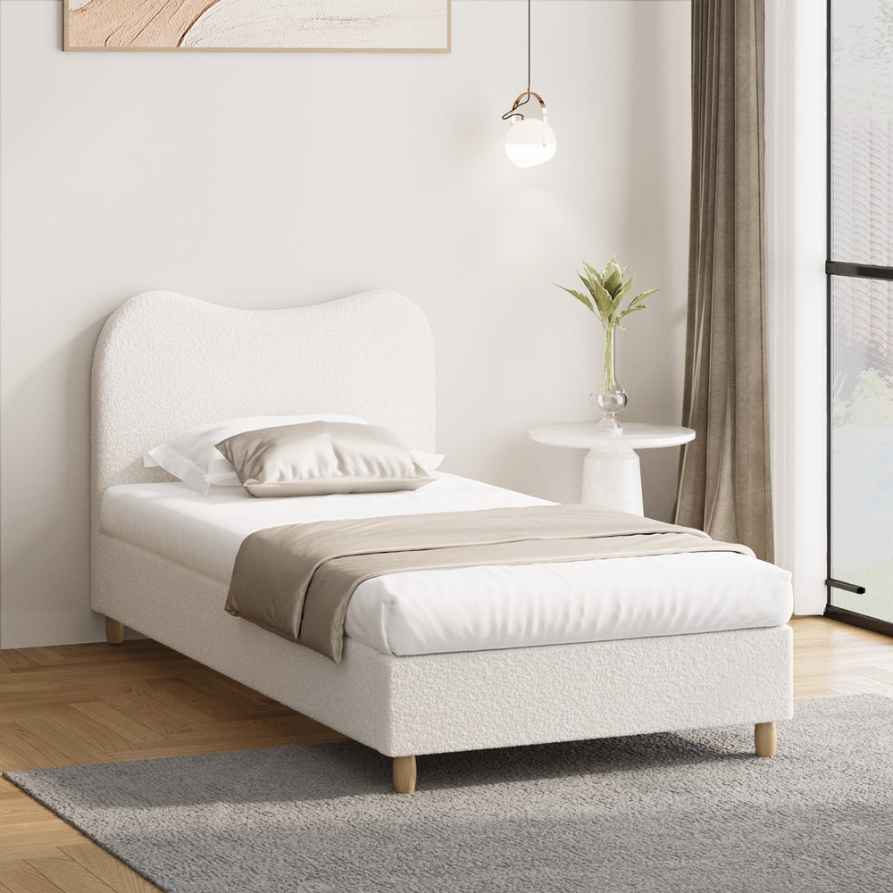 Lila Boucle Cloud Headboard Bed - Single