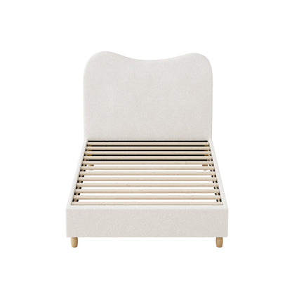 Lila Boucle Cloud Headboard Bed - Single