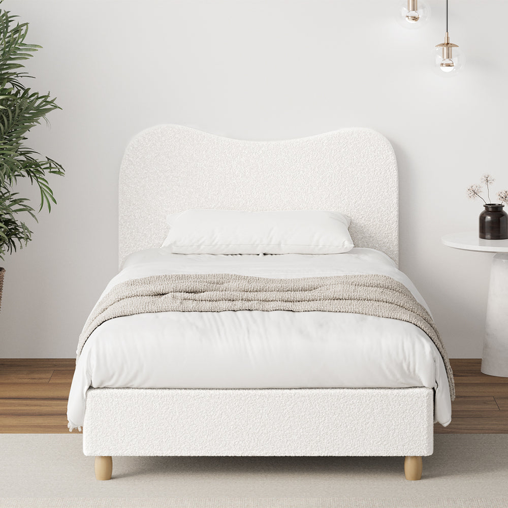 Lila Boucle Cloud Headboard Bed - Single