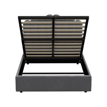 Grey Ellora Velvet Gas Lift Bed - Double