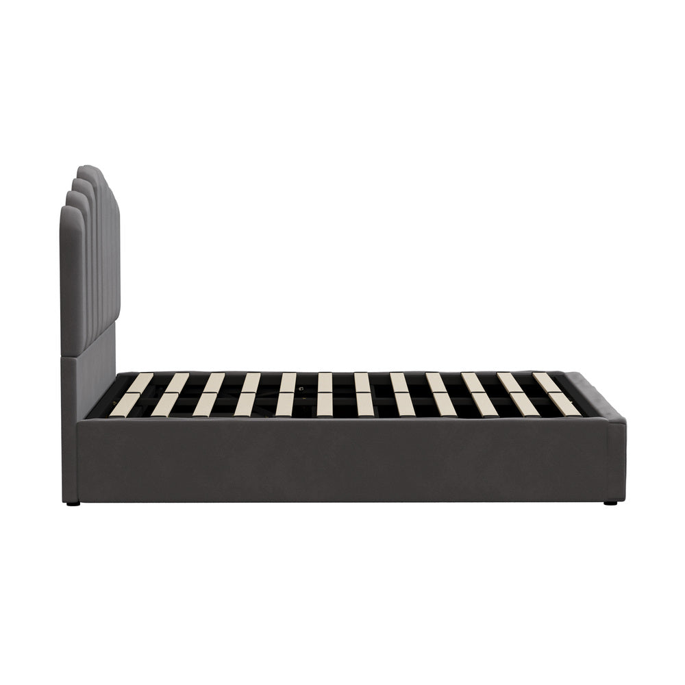 Grey Ellora Velvet Gas Lift Bed - Double