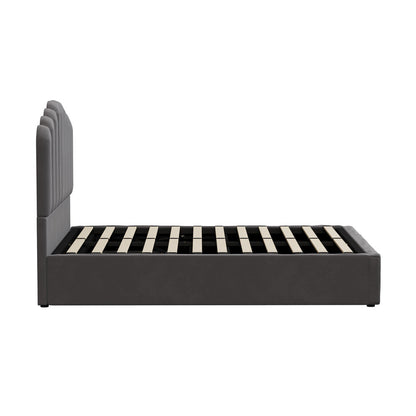 Grey Ellora Velvet Gas Lift Bed - Double