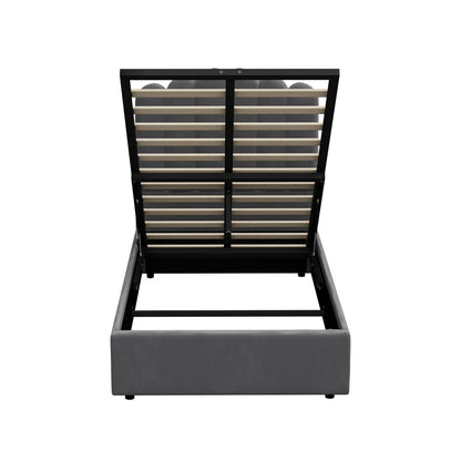 Grey Ellora Velvet Gas Lift Bed - King Single