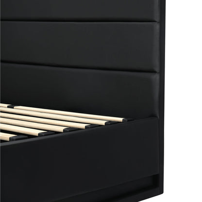 Nate Faux Leather Gas Lift Bed with LED - Double